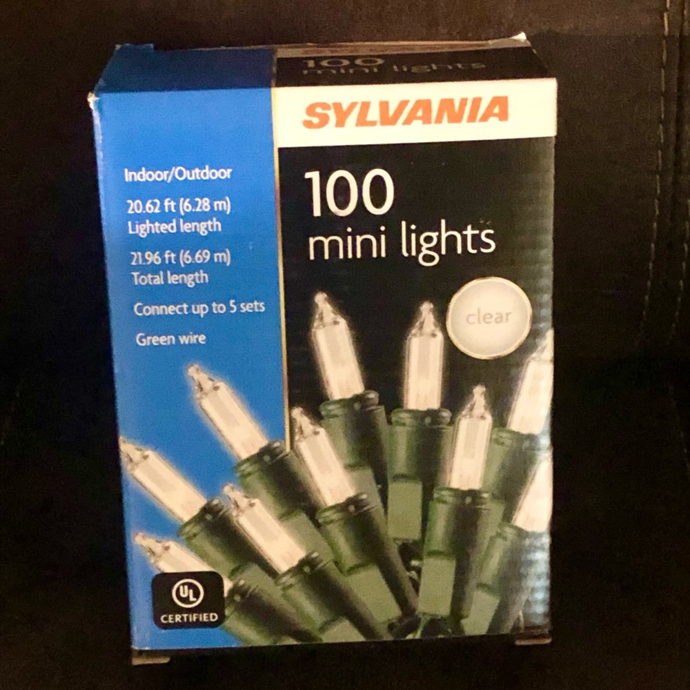 Sylvania 100 Clear Mini Christmas Lights Indoor and Outdoor Use Brand New NIB